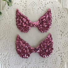 Аплікація крильця з паєтками, 3х5 см, рожевий, шт.