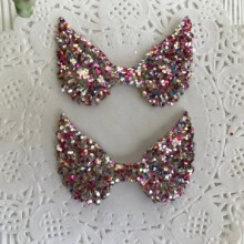 Аплікація крильця з паєтками, 3х5 см, золотисто-малиновий, шт.