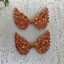 Аплікація крильця з lux паєтками, 3х5 см, помаранчевий, шт.