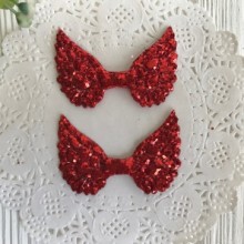 Аплікація крильця з паєтками, 3х5 см, червоний, шт.