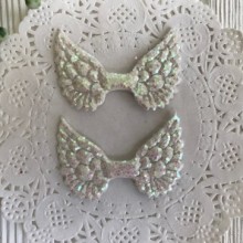 Аплікація крильця з паєтками, 3х5 см, білий, шт.