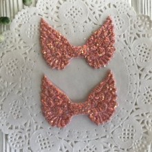 Аплікація крильця з lux паєтками, 3х5 см, пудровий, шт.