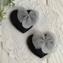 Аплікація тканинна серце з бантом, 4,5х4 см, сапфіровий, шт.