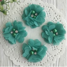 Шифонова квітка, 4,5 см, морська хвиля, шт.