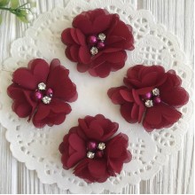 Шифонова квітка, 4,5 см, бургунді, шт.