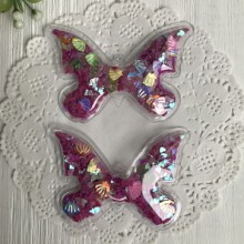 Силіконовий метелик з наповнювачем, 7х4,5 см, малинові серця, шт.