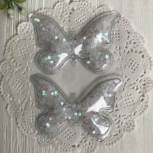 Силіконовий метелик з наповнювачем, 7х4,5 см, білі зірки, шт.