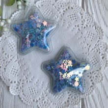 Силіконова зірочка з наповнювачем, 5 см, бірюзові квіточки, шт.