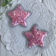 Силіконова зірочка з наповнювачем, 5 см, рожеві перламутрові кільця, шт.