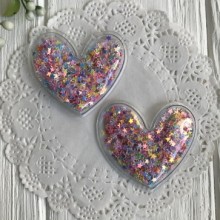 Силіконове серце із наповнювачем, 5 см, різнокольорові зірки, шт.