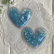 Силіконове серце із наповнювачем, 5 см, бірюзові зірки, шт.