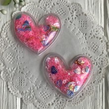 Силіконове серце з наповнювачем, 5 см, яскраво-рожеві порожні зірки, шт.