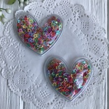 Силіконове серце з наповнювачем, 5 см, порожні різнокольорові зірки, шт.