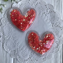 Силіконове серце із наповнювачем, 5 см, червоні зірки, шт.