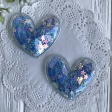 Силіконове серце із наповнювачем, 5 см, бірюзові квіточки, шт.