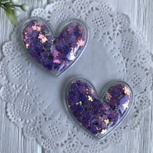 Силіконове серце із наповнювачем, 5 см, фіолетові квіточки, шт.