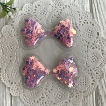 Силіконовий бантик з наповнювачем, 6,3 х3, 6 см, рожеві перламутрові квіточки, шт.