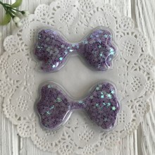 Силіконовий бантик із наповнювачем, 6,3х3,6 см, фіолетові зірки, шт.