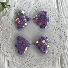 Силіконовий бантик з наповнювачем, 6,3 х3, 6 см, фіолетові квіточки, шт.