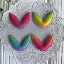 Аплікація глітерні вушка омбре, 3х3,5 см, яскравий омбре, шт.