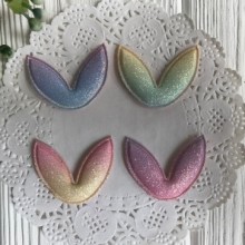 Аплікація глітерні вушка омбре, 3х3,5 см, пастельний омбре, шт.