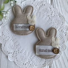 Аплікація тканинна кролик hand made, 5х4 см, бежевий, шт.