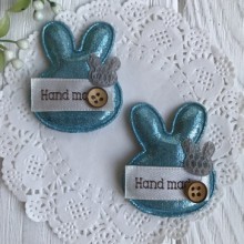 Аплікація тканинна кролик hand made, 5х4 см, бірюзовий, шт.