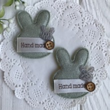 Аплікація тканинна кролик hand made, 5х4 см, оливково-сірий, шт.