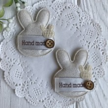 Аплікація тканинна кролик hand made, 5х4 см, молочний, шт.
