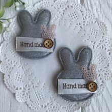 Аплікація тканинна кролик hand made, 5х4 см, сірий, шт.