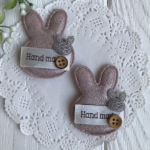 Аплікація тканинна кролик hand made, 5х4 см, пудровий, шт.