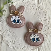 Аплікація тканинна кролик з вічками, 5х4 см, пудровий, шт.