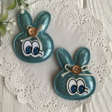Аплікація тканинна кролик з вічками, 5х4 см, бірюзовий, шт.
