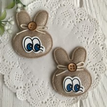 Аплікація тканинна кролик з вічками, 5х4 см, бежевий, шт.