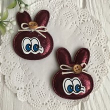 Аплікація тканинна кролик з вічками, 5х4 см, бордовий, шт.