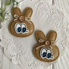 Аплікація тканинна зайчик з вічками, 5х4 см, гірчичний, шт.