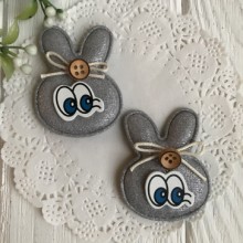 Аплікація тканинна кролик з вічками, 5х4 см, сірий, шт.