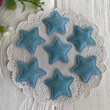 Аплікація/патч, зірочка (гліттер), 3,5 см, світло-бірюзовий