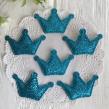 Аплікація/патч, корона (гліттер), 2,2 х 3,0 см, бірюзовий, шт.