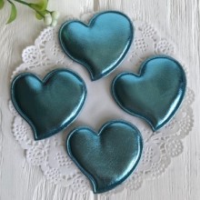 Аплікація/патч, серце (екошкіра), 4,7 см, бірюзовий, шт.