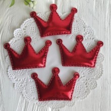 Аплікація/патч, корона (екошкіра), 3,6 х 3,8 см, червоний, шт.