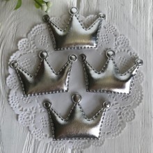 Аплікація/патч, корона (екошкіра), 3,6 х 3,8 см, срібло, шт.