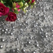 Намистини на волосіні, 8 мм, срібло, довжина нитки 1,3 м