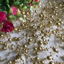 Намистини на волосіні, 8 мм, золото, довжина нитки 1,3 м