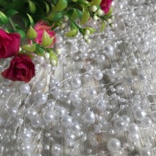 Намистини на волосіні, 8 мм, білі, довжина нитки 1,3 м