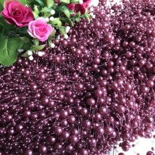 Намистини на волосіні, 8 мм, баклажанові, довжина нитки 1,3 м