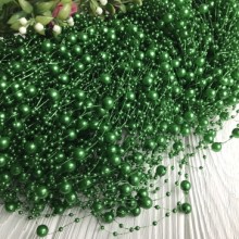 Намистини на волосіні, 8 мм, зелені, довжина нитки 1,3 м