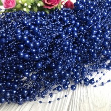 Намистини на волосіні, 8 мм, темно-сині, довжина нитки 1,3 м
