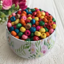 Дерев'яні намистини, 6 мм, кольоровий мікс, 10 шт.