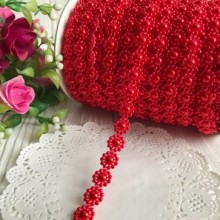 Стрічка-намистинка перлина (VX-18), 10 мм, червона, метр